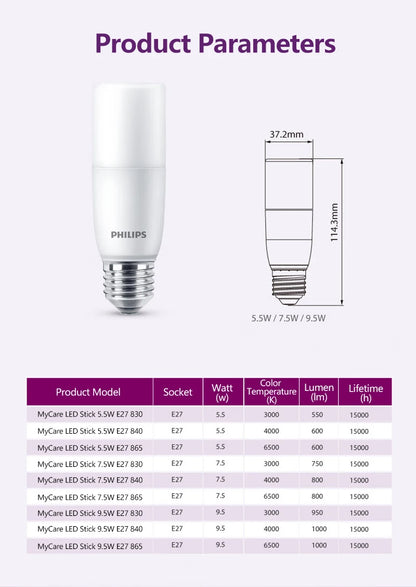 Philips MyCare LED Stick E27 Lampadine 5.5W 7.5W 9.5W Downlight 220V-240V 4000K 6500K Bianco Comfort Luce Senza sfarfallio Originale