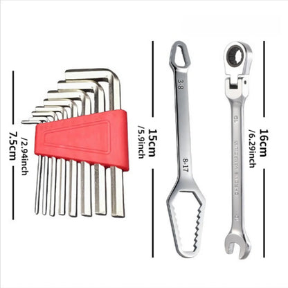 Set di 10 Chiavi per Riparazione Auto, Utensili Manuali Adatti per Manutenzione Automobilistica, Officina, Fai-da-Te Domestico e Riparazioni Meccaniche