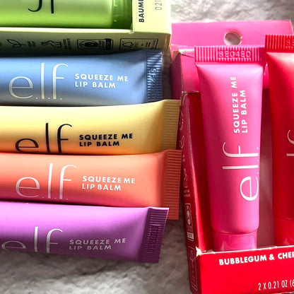 Set Lucidalabbra Elfo Squeeze in Tubetto Morbido, Balsamo Labbra Mango Menta Bubblegum Ciliegia, Idratante, Colore Naturale, Cosmetici Labbra alla Frutta