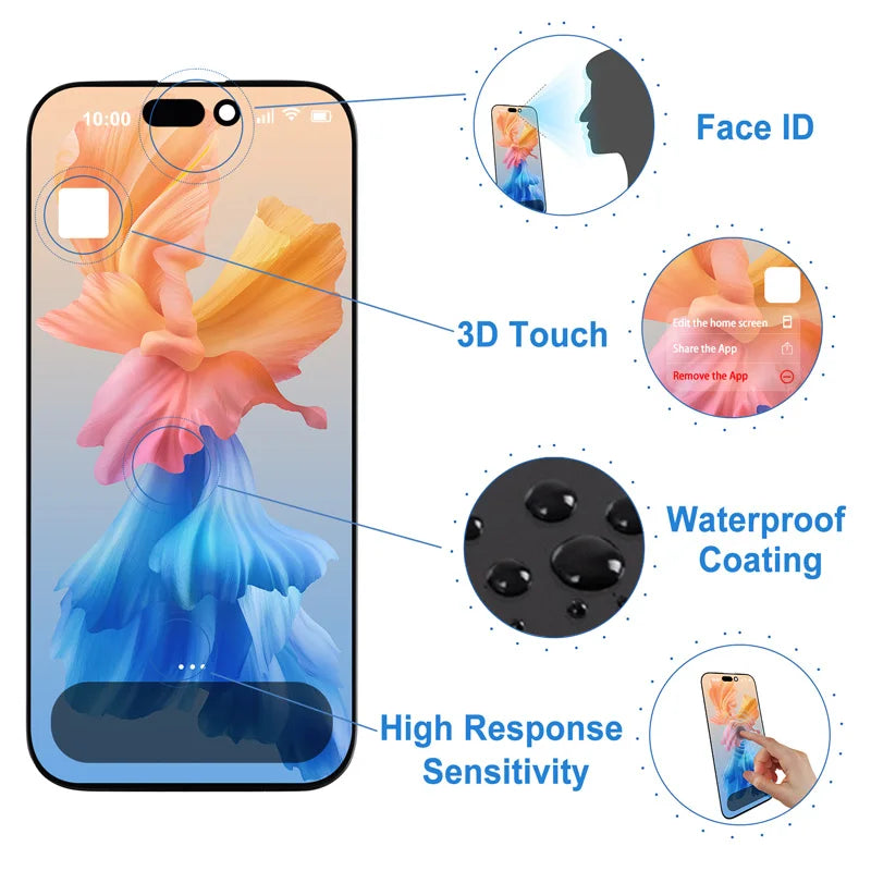 Display Premium Testato al 100% per iPhone 16 Pro, Ricambio Schermo LCD Touch con 3D Touch A3293 A3083 A3292 A3294