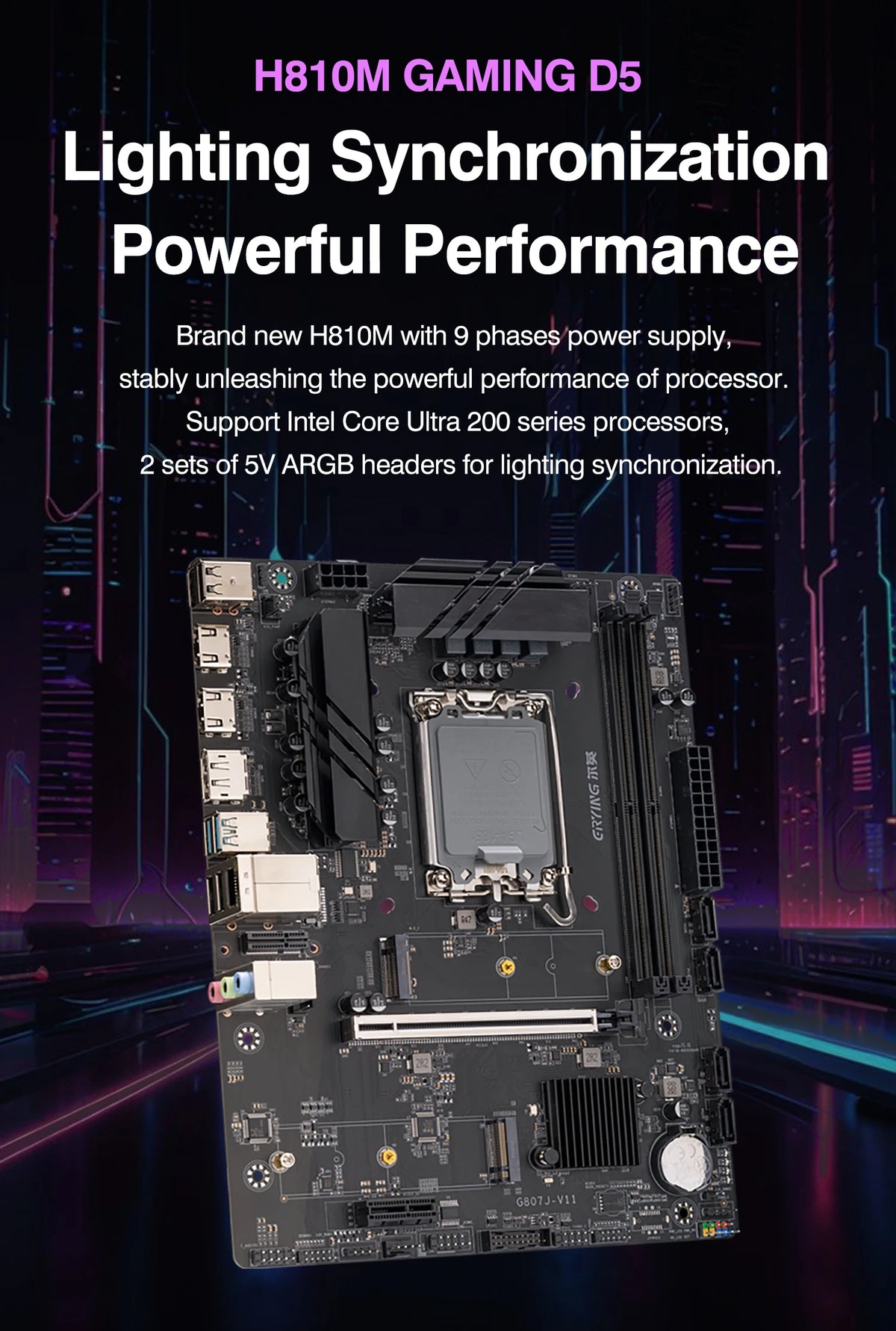 Kit PC ERYING H810, Scheda Madre H810M DDR5, Supporta CPU Intel Core Ultra200 Serie 7/8/9 225F 230F 250KF 270K LGA1851 Pin