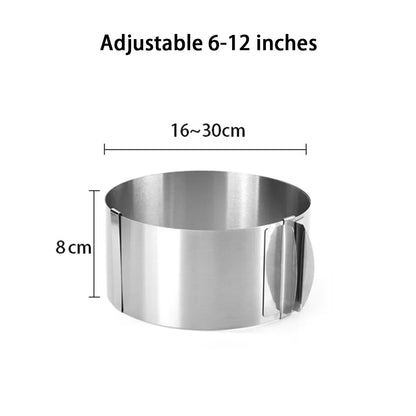 Stampo per torta rotondo in acciaio inossidabile regolabile da 6 a 12 pollici di altezza 6-15 cm con anello da forno per stampo in scala precisa per la cottura di mousse