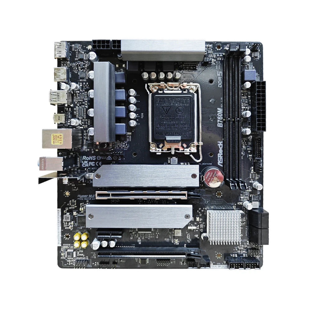 Scheda Madre ASRock B760M Intel B760 LGA 1700 DDR5 Micro ATX M.2 Supporto per CPU Core I5-13600 Core I9-13900 Core I7-13700T I3-12100