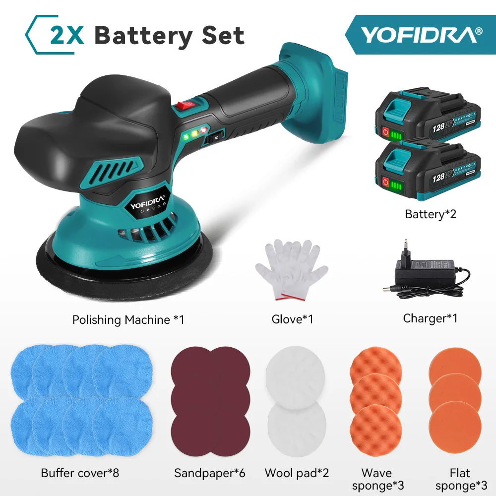 Lucidatrice elettrica per auto YOFIDRA 150MM 7000RPM, 6 velocità, senza fili, per lucidatura, levigatura e ceratura, compatibile con batteria Makita 18V.