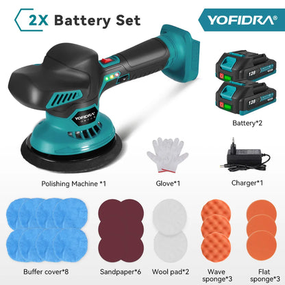Lucidatrice elettrica per auto YOFIDRA 150MM 7000RPM, 6 velocità, senza fili, per lucidatura, levigatura e ceratura, compatibile con batteria Makita 18V.