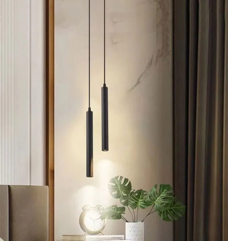 Lampade a sospensione a LED nere con cavo Decor per camera da letto TV Sfondo Lampade a sospensione sospese regolabili per sala da pranzo