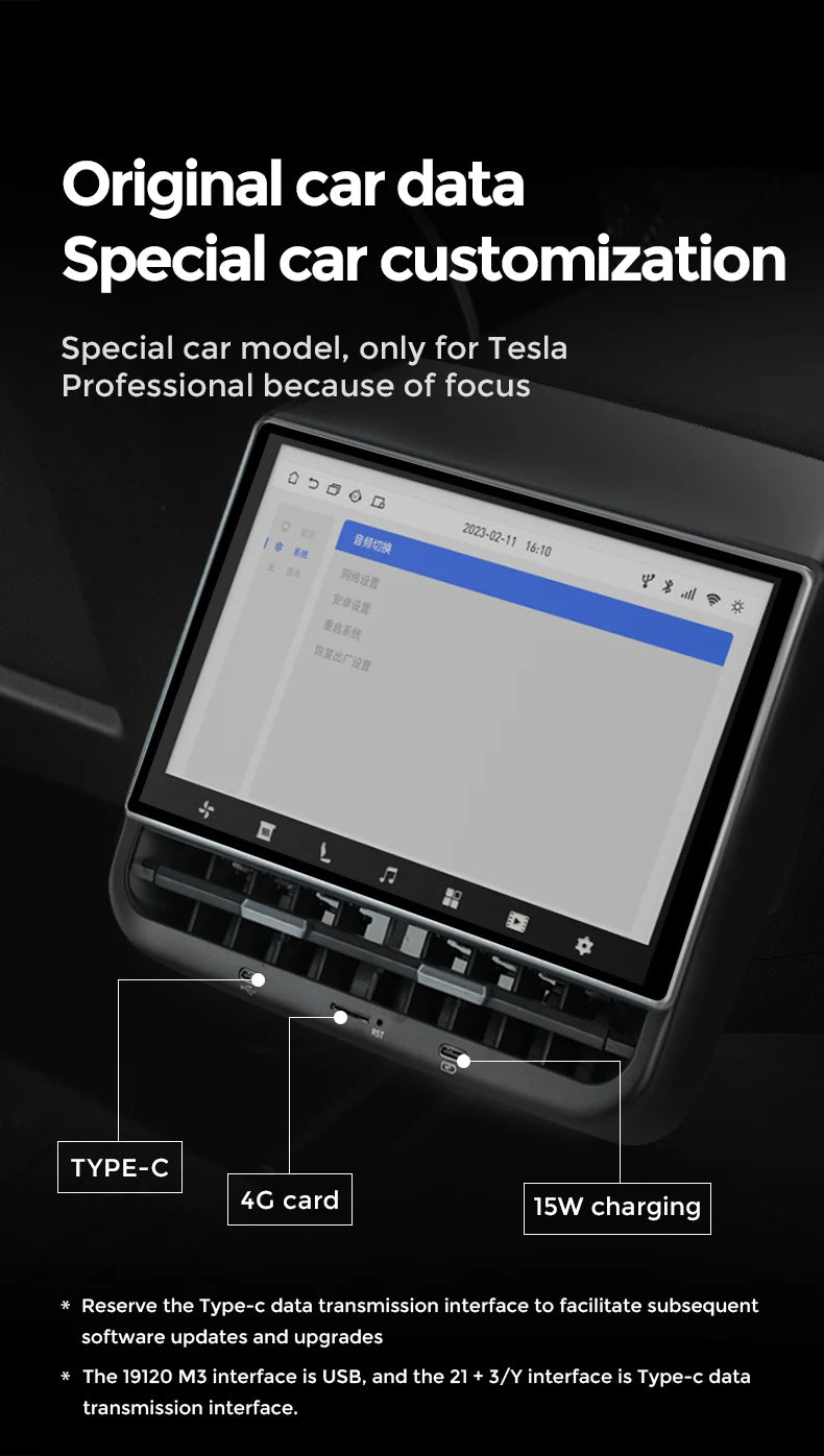 Mekede Sistema Multimediale di Intrattenimento Android da 8,66 Pollici 4GB 64GB con Controllo Touch per Tesla Model 3/Y, Regolazione Sedile, Controllo Climatizzatore, Supporto YouTube Netflix 4G LTE WiFi, Lettore Video Multim