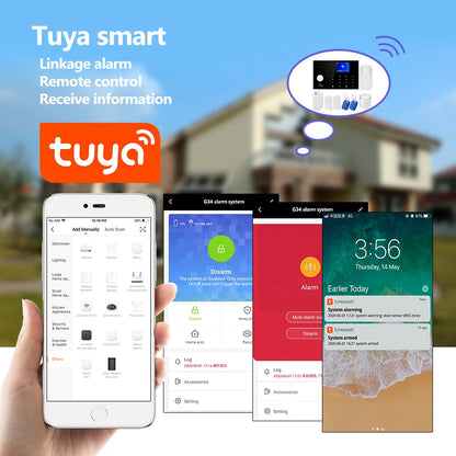 Sistema di Allarme KERUI WIFI GSM con Supporto per 3 Zone Cablate, Allarme Domestico Antifurto Compatibile con Tuya Smart, Sensore PIR 433MHz per Protezione di Sicurezza