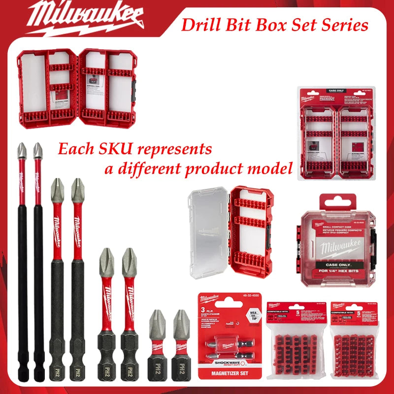Kit di Punte per Trapano a Impatto Milwaukee Heavy-Duty, Attacchi Esagonali da 1/4", Punte Magnetiche Organizzate in Custodia Portatile