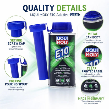 LIQUI MOLY E10 Additivo 21321 150ml Pulitore per Sistema di Alimentazione Benzina Cura degli Iniettori per Auto e Moto