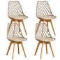 Set di 4/6 sedie da pranzo moderne con schienale in rete con gambe in legno massello e cuscini imbottiti, per sala da pranzo/camera da letto, sedia da caffè