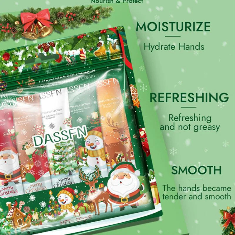 Set di Creme per le Mani di Natale, Fragranze di Cocco, Litchi, Fiori e Frutta, Lozione Corpo Idratante Portatile per Autunno e Inverno, Regalo per le Feste, Novità