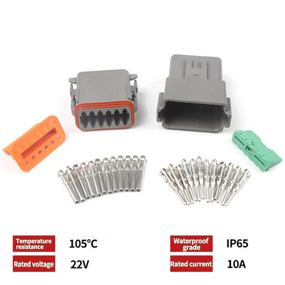 KERE 5/20/100Set DT06 serie 2/3/4/6/8 core12pin connettore elettrico impermeabile presa di corrente con cablaggio da 15cm