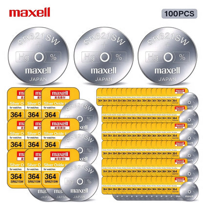10-100PCS Batteria a bottone Maxell SR621SW 364 in ossido d'argento 1,55V AG1 LR621 per orologio da polso e orologio al quarzo