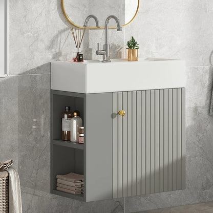 Mobile bagno sospeso con lavabo 55 × 31 × 66,5 cm e vani laterali