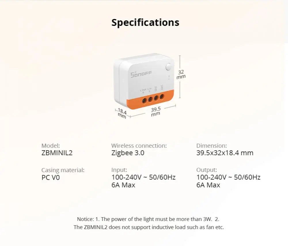 SONOFF ZBMINI L2 Extreme ZigBee Smart Switch Nessun cavo neutro richiesto Interruttore di controllo a 2 vie a 1 banda Funziona vocale Alexa con ZBBridge
