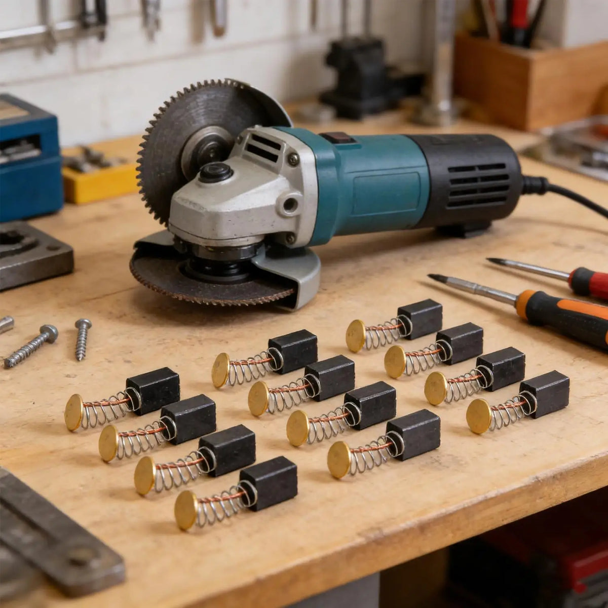 Kit di Riparazione con 100/50x Spazzole di Carbone, Parti di Ricambio per Utensili Elettrici, Adattamento Universale, Set Misto di Spazzole di Carbone