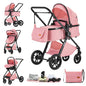 Passeggino per Neonati 3-in-1 di Lusso, Carrozzina da Viaggio Portatile con Telaio in Alluminio, Passeggino Pieghevole con Vista Panoramica