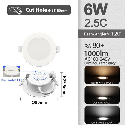 Confezione da 1-10 Faretti LED 3 CCT con Cambio Colore 3000K 4000K 6500K AC 110V 220V, Luce da Soffitto 6W 10W 14W 17W 20W 24W per Casa e Ingresso
