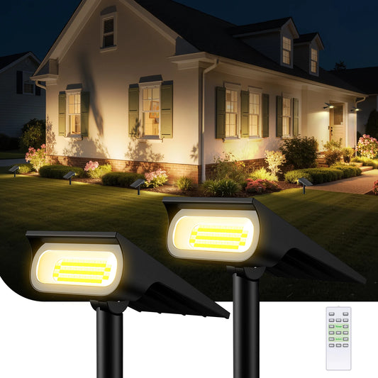 Intelamp, Marca di Punta, Faretto Solare a Lunga Durata della Batteria 4000mAh, Alta Luminosità, 3 Modalità di Colore, Luce Solare da Esterno per Giardino, Vialetti, Cortili, Garage, Parcheggi, Alberi
