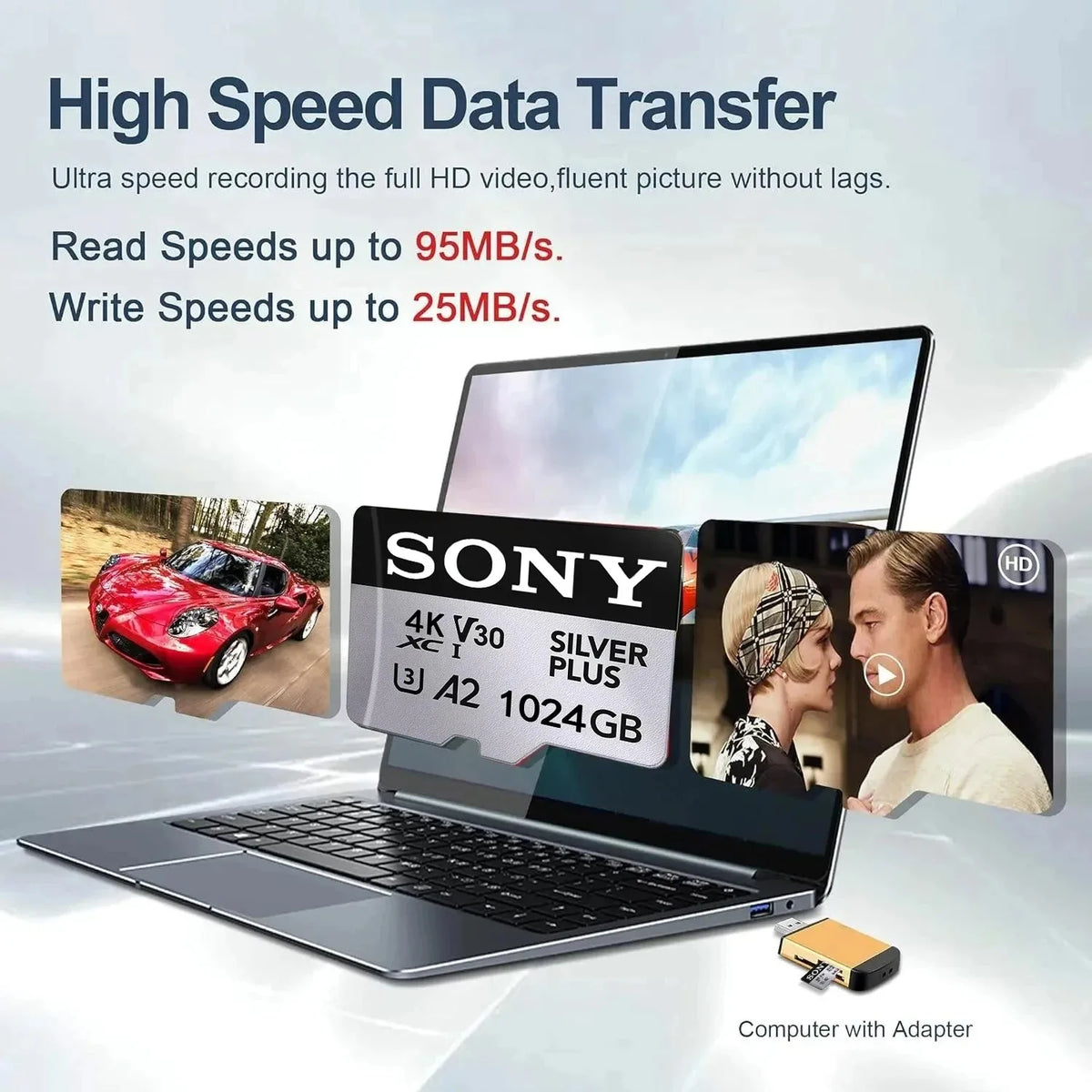 Scheda di memoria originale Sony 128GB 256GB 1024GB 512GB ad alta velocità, facile da trasportare, espansione MicroSD grigia ™   Scheda Flash UHS-I