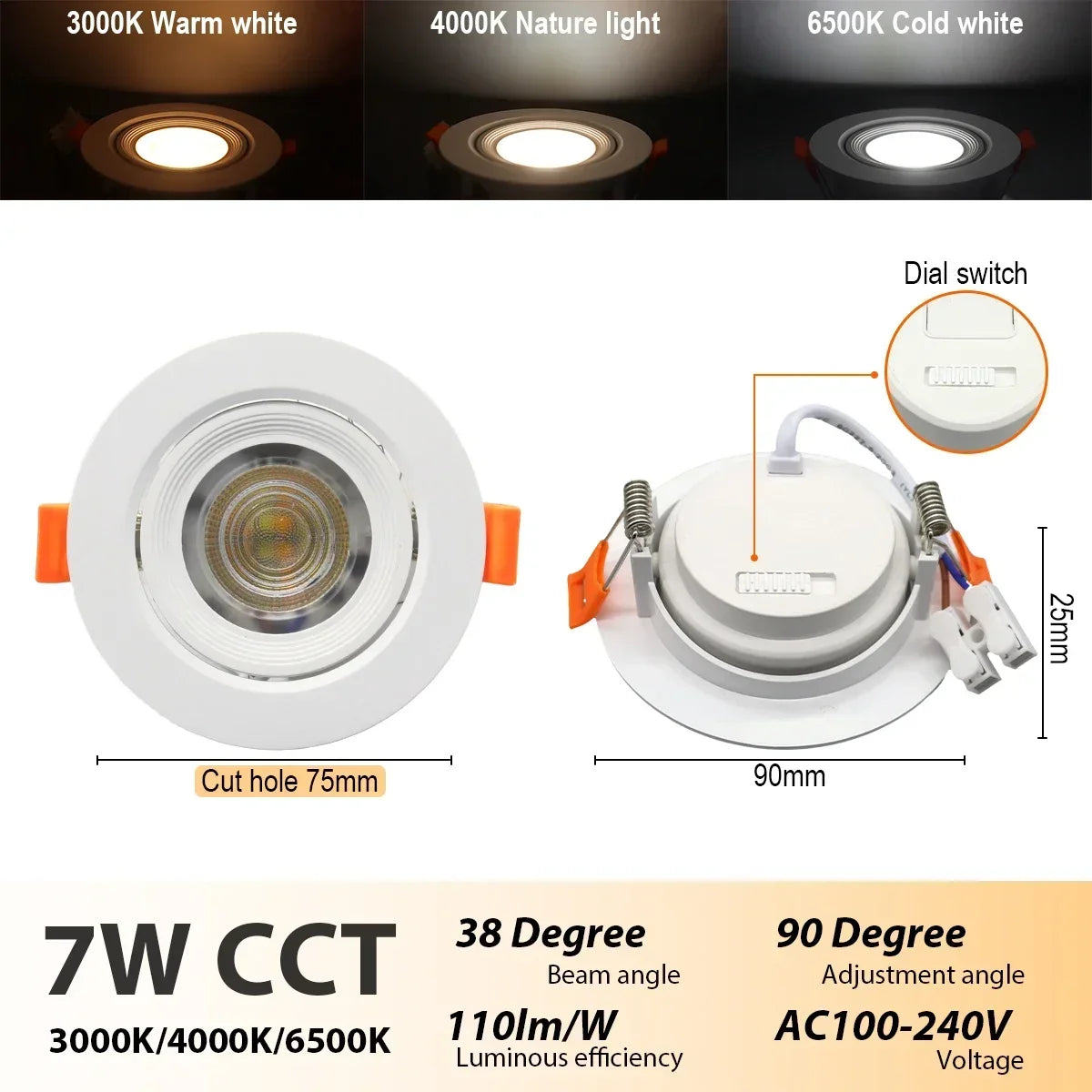 4-20 pezzi 3 CCT LED plafoniera 3000K 4000K 6500K pieghevole da incasso per la casa camera da letto bagno soggiorno illuminazione Lamparas Led