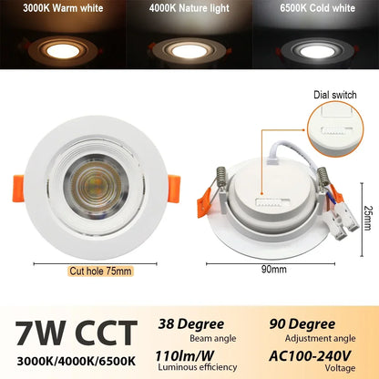 4-20 pezzi 3 CCT LED plafoniera 3000K 4000K 6500K pieghevole da incasso per la casa camera da letto bagno soggiorno illuminazione Lamparas Led