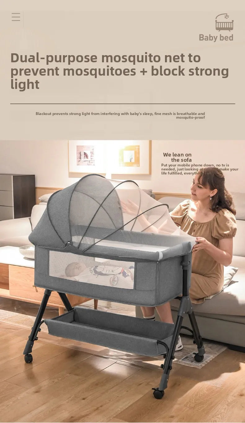 Culla Multifunzione Convertibile per Neonati e Bambini, Lettino Portatile per Neonati, Culla Co-Sleeping, Letto Grande Componibile Accanto a Mamma, Culla Anti-Soffocamento, Protezione Spinale a 5 Inclinazioni, Culla per Neona