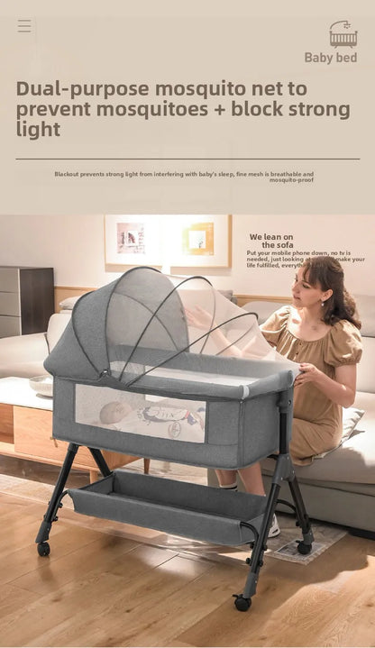 Culla Multifunzione Convertibile per Neonati e Bambini, Lettino Portatile per Neonati, Culla Co-Sleeping, Letto Grande Componibile Accanto a Mamma, Culla Anti-Soffocamento, Protezione Spinale a 5 Inclinazioni, Culla per Neona