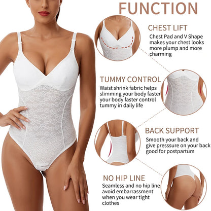 3 in 1 Perizoma in pizzo Body Donna Shapewear Nuovo Shaper completo del corpo Vita sottile Controllo della pancia Biancheria intima Pancia piatta Liscia Faja