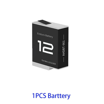 Batteria per GoPro Hero 12 11 10 9 Motion Camera, batteria ricaricabile da 1800mAh, caricatore a 3 slot con luce LED, custodia per GoPro