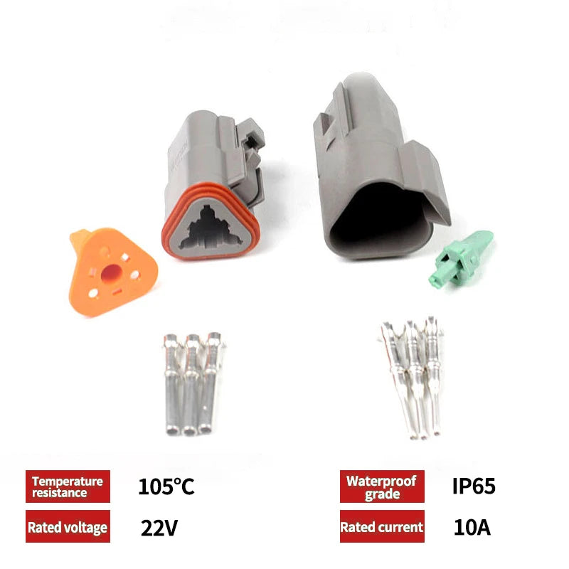 KERE 5/20/100Set DT06 serie 2/3/4/6/8 core12pin connettore elettrico impermeabile presa di corrente con cablaggio da 15cm