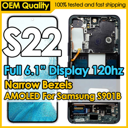 OEM Dinamico AMOLED Per Samsung Galaxy S22 Display Sostituzione Dello Schermo 120Hz S901B S901B/DS LCD Touch Digitizer Assembly All'ingrosso