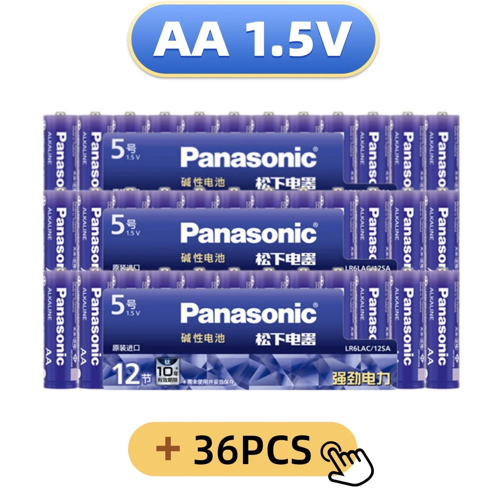 Batterie Alcaline Panasonic AA/AAA 1.5V, Adatte per Fotocamere Digitali, Torce, Lettori CD, Mouse Wireless, ecc.
