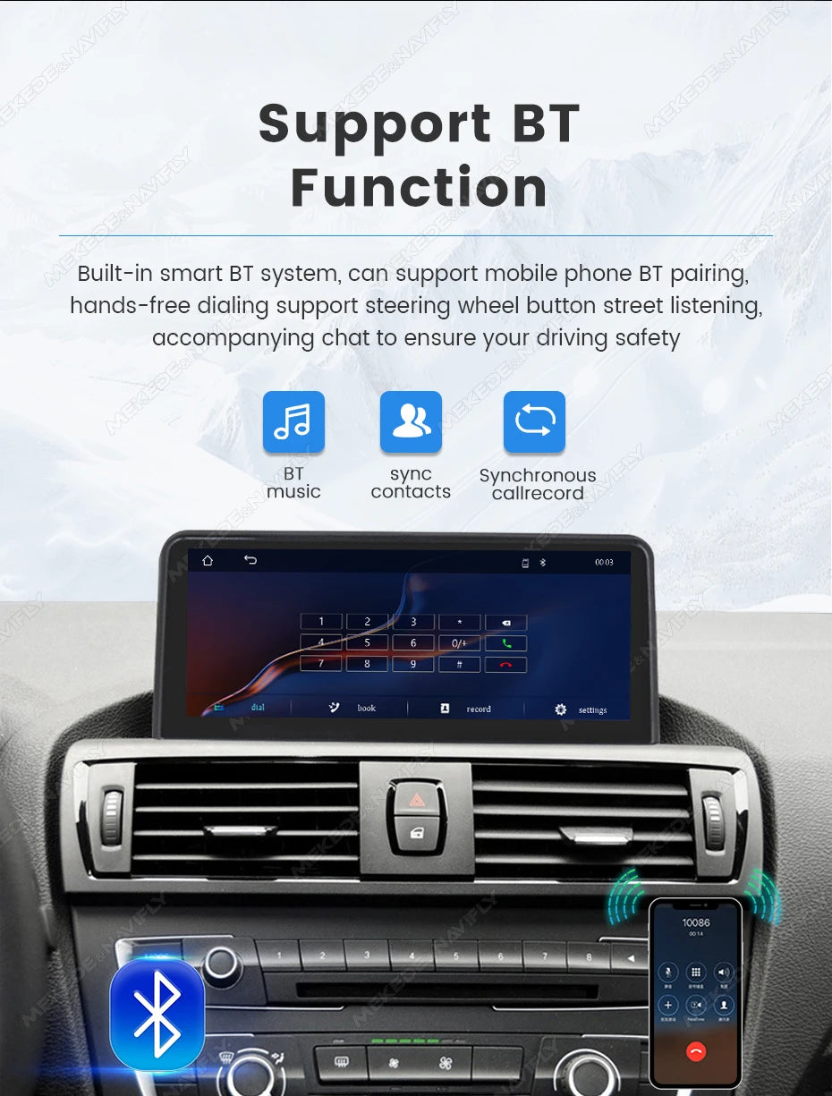 MEKEDE Sistema di Navigazione GPS Multimediale Wireless CarPlay Android Auto da 8,8 Pollici per BMW Serie 3/5 E60 E61 E63 E64 E90 E91 E92 E93 Schermo QLED Lettore Video 4K Autoradio