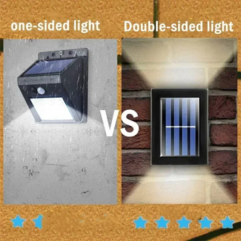 Faretti solari su e giù per esterni, lampada da parete stradale a energia solare lampada solare impermeabile da giardino decorativa