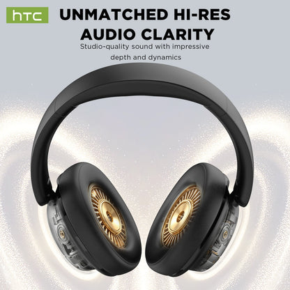 Cuffie da gioco wireless Bluetooth over-ear HTC HP10 pieghevoli HiFi Stereo con 60 ore di riproduzione, bassi profondi, comode e portatili