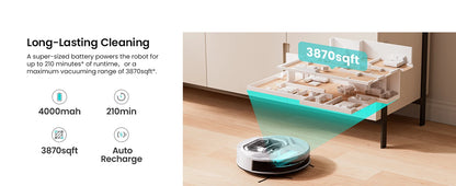 Robot Aspirapolvere Lefant M320 con Funzione Lavapavimenti, Potente Aspirazione 6000Pa, Contenitore Polvere Visibile, Rilevamento Tappeti, Controllo Vocale Alexa