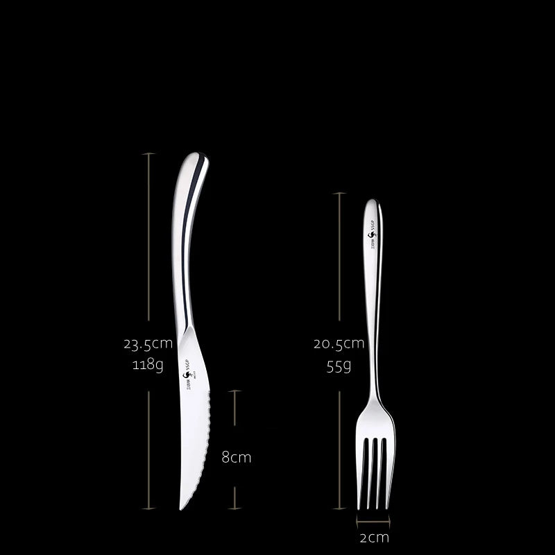 Set di Posate in Acciaio Inossidabile 316L Certificato LFGB, Forchetta Antibatterica al 99,9% e Coltello con Lama Ultra Affilata, Stoviglie per Banchetti