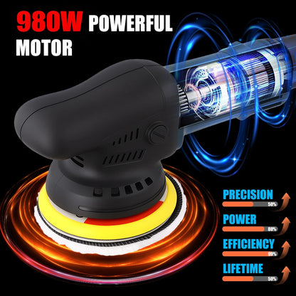 Podofo, set da 24 pezzi, lucidatrice a disco orbitale con 6 velocità variabili, 980 W, 220 V, 550-3300 giri/min, ideale per la lucidatura, la ceratura e la pulizia di autoveicoli.