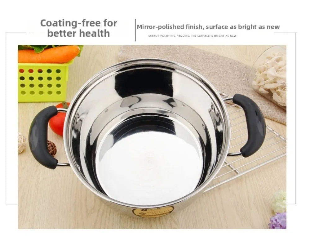 Pentola Profonda in Acciaio Inox con Doppio Manico e Coperchio, Pentola per Zuppa Antiaderente 18/20/22/24cm ‌   Utensili da Cucina e Strumenti per Cucinare