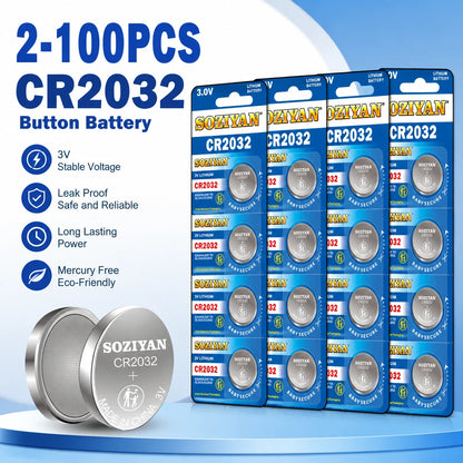 5-60 pezzi, batteria a bottone CR2032, batteria al litio 3V per orologi, giocattoli, calcolatrici, telecomandi per auto, batteria a forma di moneta.