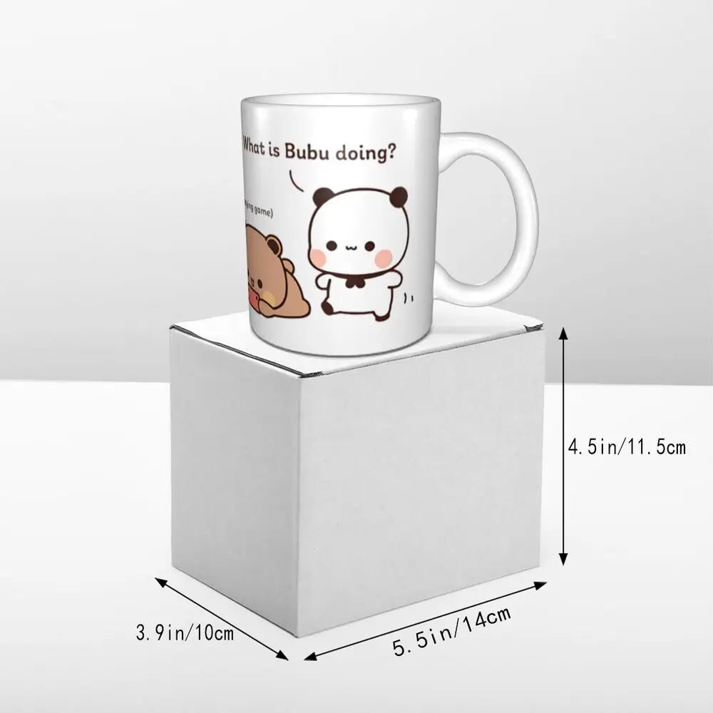 Tazze personalizzate per coppia Bubu Dudu Panda e Brownie Bear Tazza da caffè per tè al latte in ceramica fai-da-te