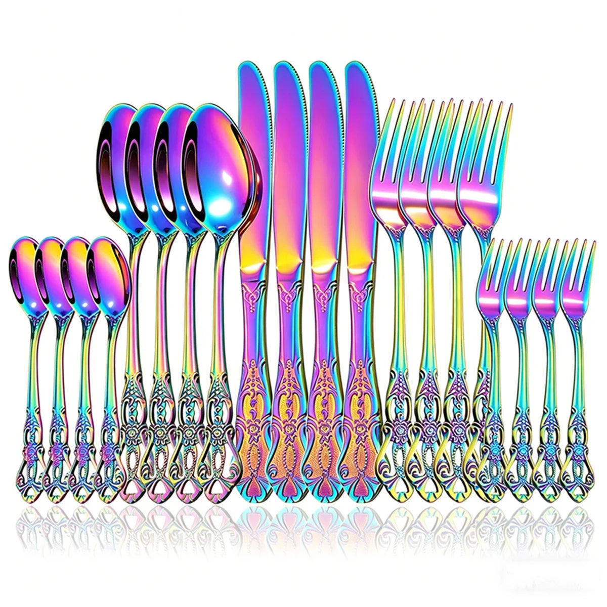 Set di posate da 20 pezzi in acciaio inossidabile color oro rosa, coltello, forchetta, cucchiaio, posate da tavola, stoviglie da cucina