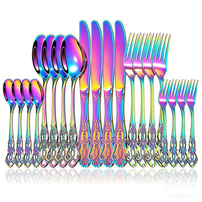 Set di posate da 20 pezzi in acciaio inossidabile color oro rosa, coltello, forchetta, cucchiaio, posate da tavola, stoviglie da cucina