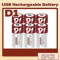 Batteria agli ioni di litio da 1,5 V formato D, 12000 mWh, ricaricabile tramite USB per torce, scaldabagni, giocattoli, include cavo di ricarica gratuito