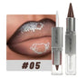 Matita Labbra 2-in-1 Sfumata Marrone Nude con Lucidalabbra Effetto Specchio e Contorno Labbra Opaco Impermeabile per Trucco