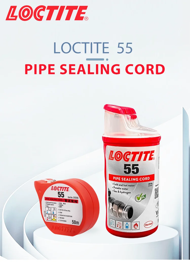 100% originale Loctite 55 Cavo sigillante per tubi Nastro multiuso Sigillante per filettatura per perdite d'acqua e di gas Dimensioni fisse 50 m/160 m