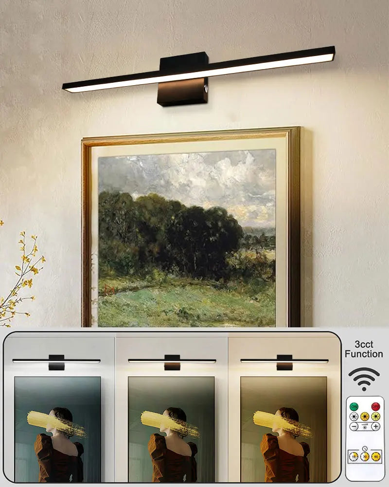 Lampada da parete ricaricabile con batteria da 6000 mAh, ideale per illuminare quadri, con interruttore dimmerabile e telecomando, lampade da parete senza fili.