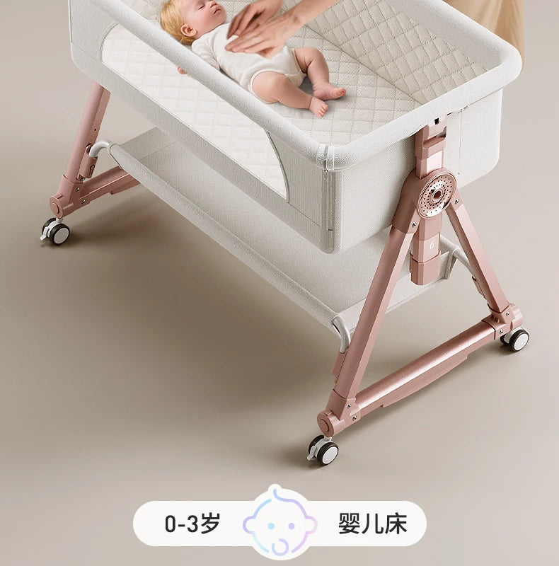 Culla per bambini, giunzione portatile, culla per lettino, culla da comodino per bambino, culla da comodino 3 in 1 con ruote